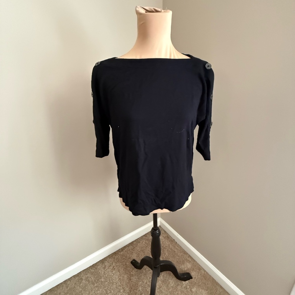 Ann Taylor Button Detail 3/4 sSleeve Knit Top